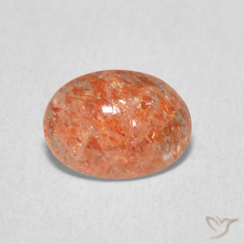 0.83 ct Orange Sunstone Gemstone, Sunstone Gem in Oval Cabochon Shape for Sale.