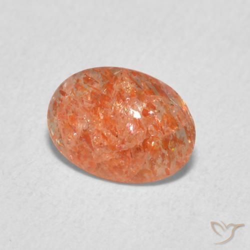0.83 ct Orange Sunstone Stone, Natural Sunstone in Oval Cabochon Shape for Sale