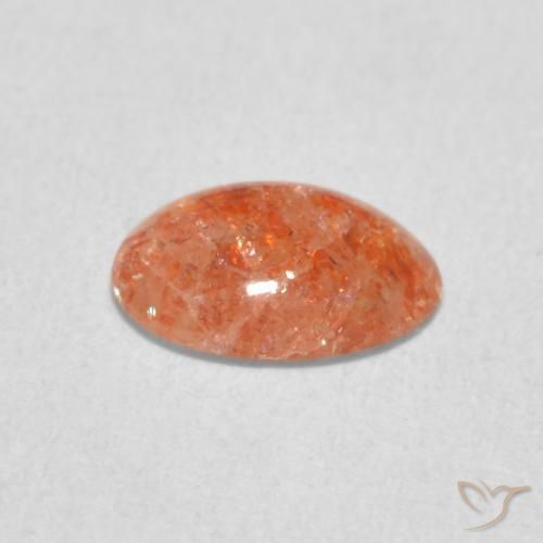 Sunstone Gemstone in 8.1 x 6.9 mm Size for Sale, Sunstone Stone in Medium Light-Orange Color