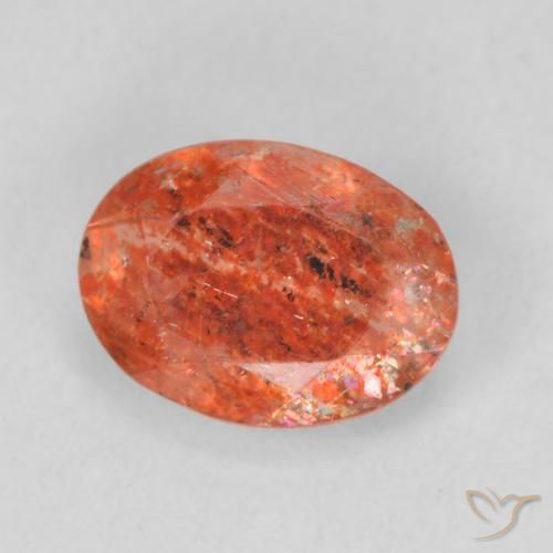 1.03 ct Orange Sunstone Stone, Natural Sunstone in Oval Facet Shape for Sale
