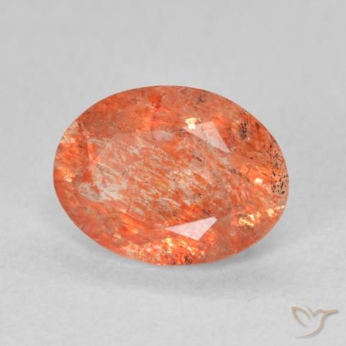 1.05 ct Orange Sunstone Stone, Natural Sunstone in Oval Facet Shape for Sale