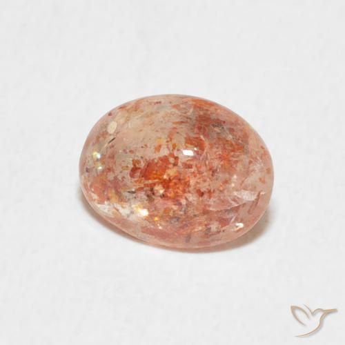 0.97 ct Orange Sunstone Stone, Natural Sunstone in Oval Cabochon Shape for Sale