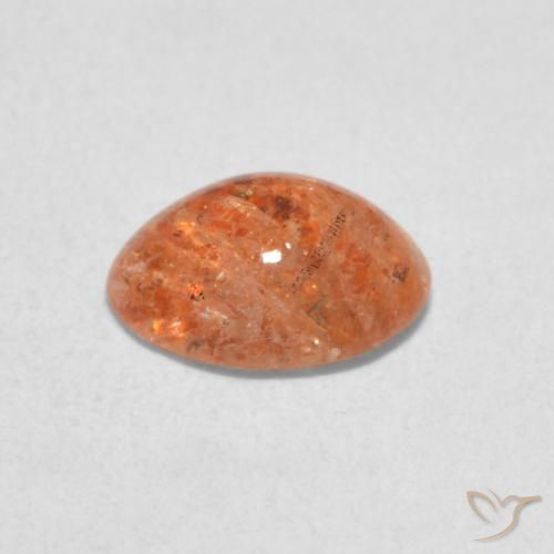 Sunstone Gemstone in 8.2 x 6.4 mm Size for Sale, Sunstone Stone in Medium Orange Color