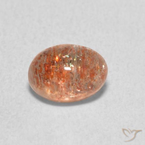 0.73ct Natural Ginger Orange Sunstone, Oval, Translucent
