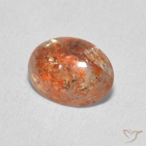 0.86 ct Orange Sunstone Stone, Natural Sunstone in Oval Cabochon Shape for Sale