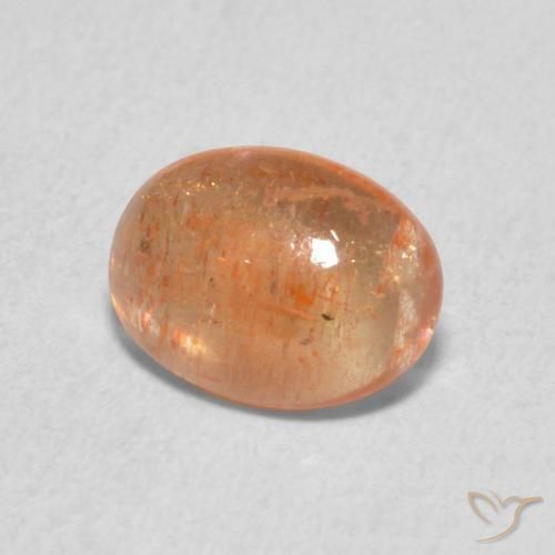 1.26 ct Orange Sunstone Stone, Natural Sunstone in Oval Cabochon Shape for Sale