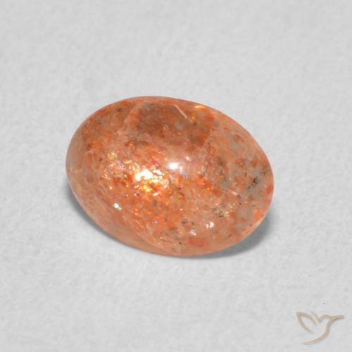 0.84 ct Orange Sunstone Stone, Natural Sunstone in Oval Cabochon Shape for Sale