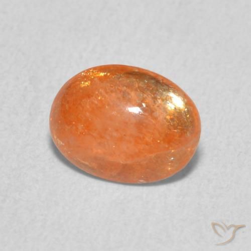1.01 ct Orange Sunstone Stone, Natural Sunstone in Oval Cabochon Shape for Sale