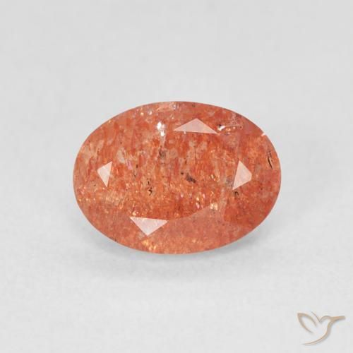1.15ct Natural Reddish Orange Sunstone, Oval, Translucent