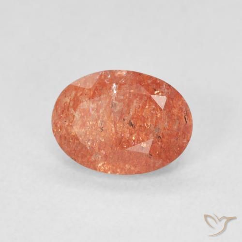 1.15 ct Orange Sunstone Stone, Natural Sunstone in Oval Facet Shape for Sale