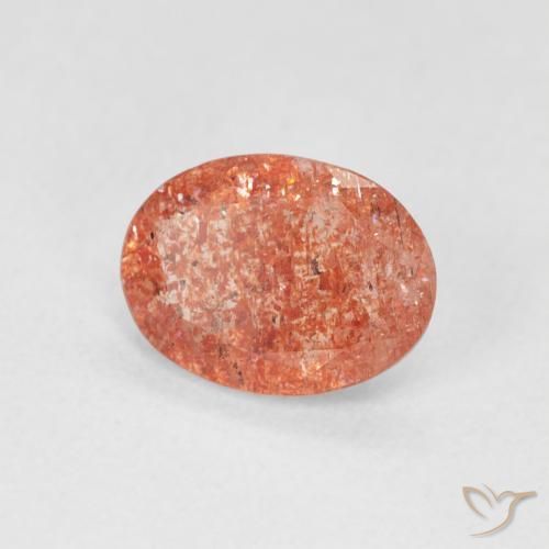 0.99 ct Orange Sunstone Stone, Natural Sunstone in Oval Facet Shape for Sale