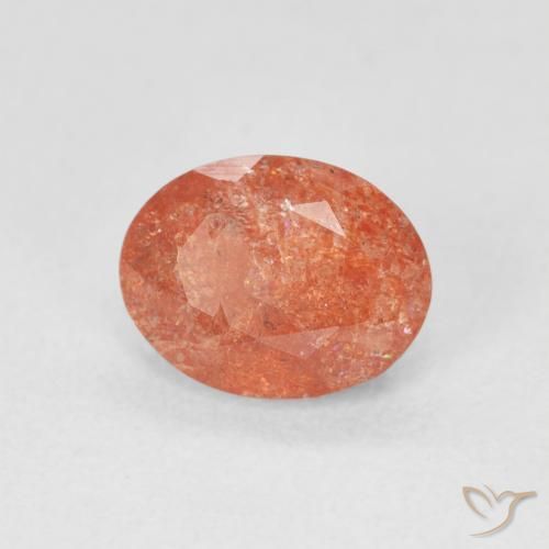1.22 ct Orange Sunstone Stone, Natural Sunstone in Oval Facet Shape for Sale