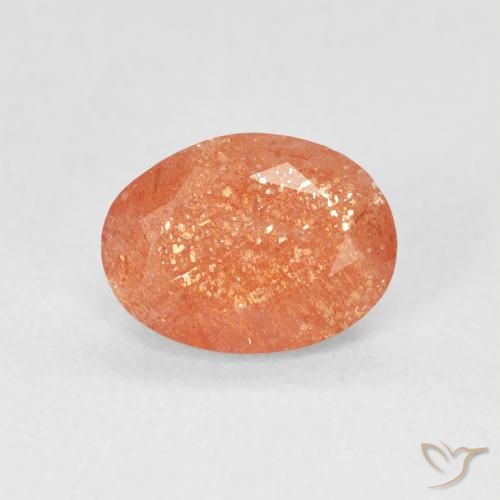1.23ct Natural Reddish Orange Sunstone, Oval, Translucent