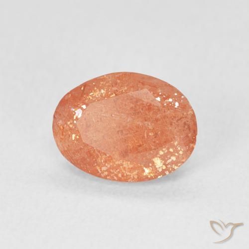1.23 ct Orange Sunstone Stone, Natural Sunstone in Oval Facet Shape for Sale