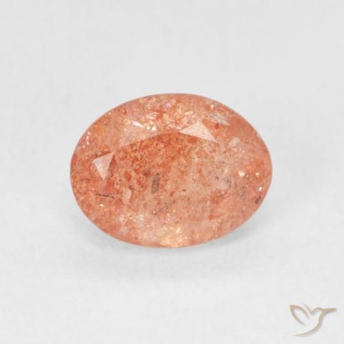 1.40ct Natural Grapefruit Orange Sunstone, Oval, Translucent