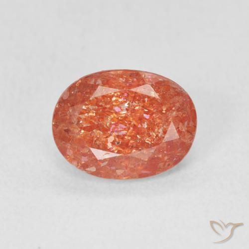 1.12ct Natural Grapefruit Orange Sunstone, Oval, Translucent