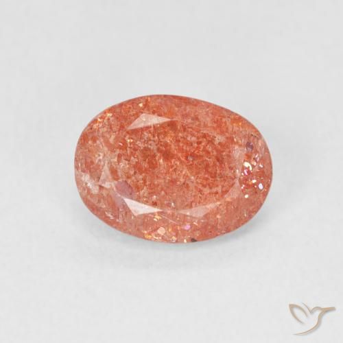 1.05ct Natural Reddish Orange Sunstone, Oval, Translucent