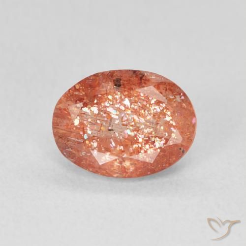 1.20ct Natural Grapefruit Orange Sunstone, Oval, Translucent