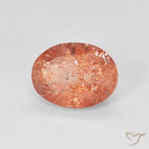 1.20 ct Orange Sunstone Stone, Natural Sunstone in Oval Facet Shape for Sale