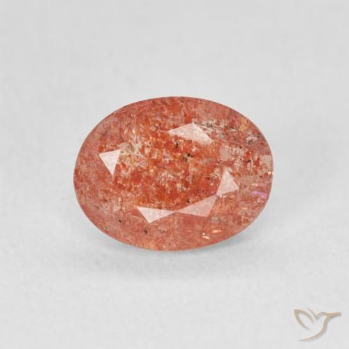 0.91ct Natural Reddish Orange Sunstone, Oval, Translucent, Photo A