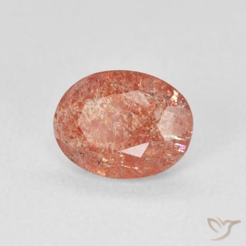 0.91 ct Orange Sunstone Stone, Natural Sunstone in Oval Facet Shape for Sale