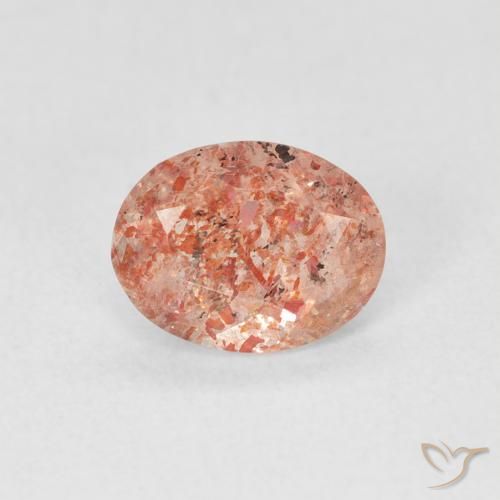 0.96ct Natural Grapefruit Orange Sunstone, Oval, Translucent