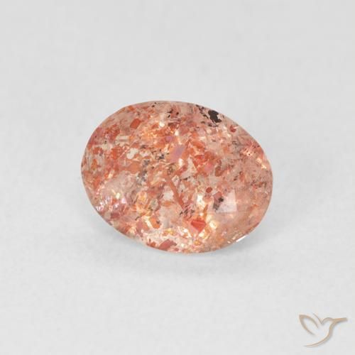 0.96 ct Orange Sunstone Stone, Natural Sunstone in Oval Facet Shape for Sale