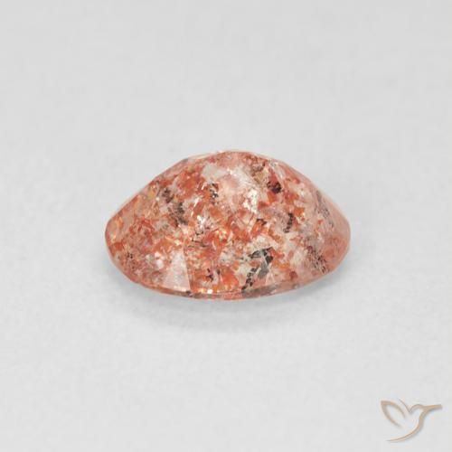 Sunstone Gemstone in 7.6 x 5.9 mm Size for Sale, Sunstone Stone in Grapefruit Orange Color