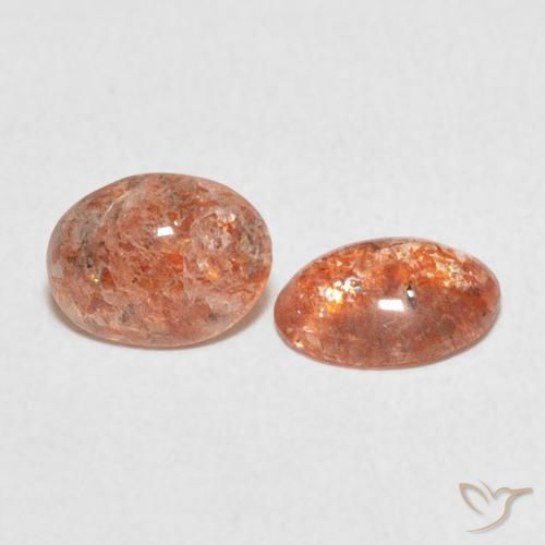 1.83 ctw Orange Sunstone Stones, Natural Sunstone in Oval Cabochon Shape for Sale