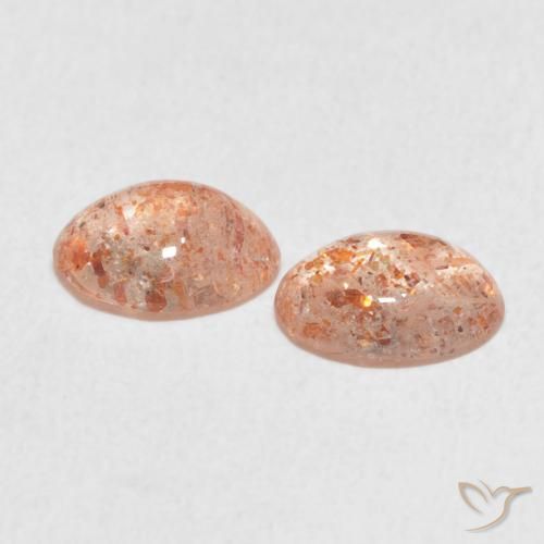 Sunstone Gemstones in 8 x 6 mm (calibrated) Size for Sale, Sunstone Stones in Peach Orange Color