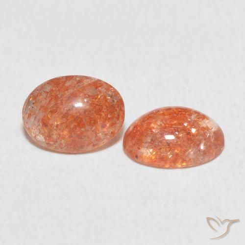 1.93 ctw Orange Sunstone Stones, Natural Sunstone in Oval Cabochon Shape for Sale