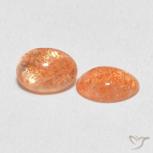 1.78 ctw Orange Sunstone Stones, Natural Sunstone in Oval Cabochon Shape for Sale