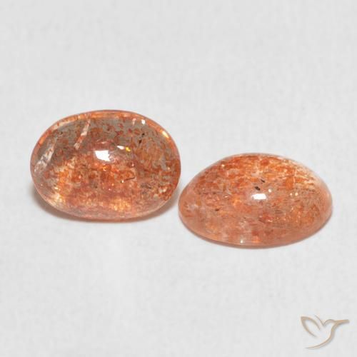 2.15 ctw Orange Sunstone Stones, Natural Sunstone in Oval Cabochon Shape for Sale