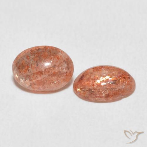 2.11 ctw Orange Sunstone Stones, Natural Sunstone in Oval Cabochon Shape for Sale