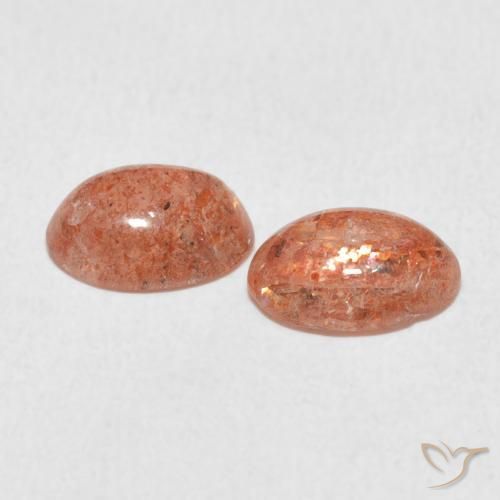 Sunstone Gemstones in 8 x 6 mm (calibrated) Size for Sale, Sunstone Stones in Grapefruit Orange Color