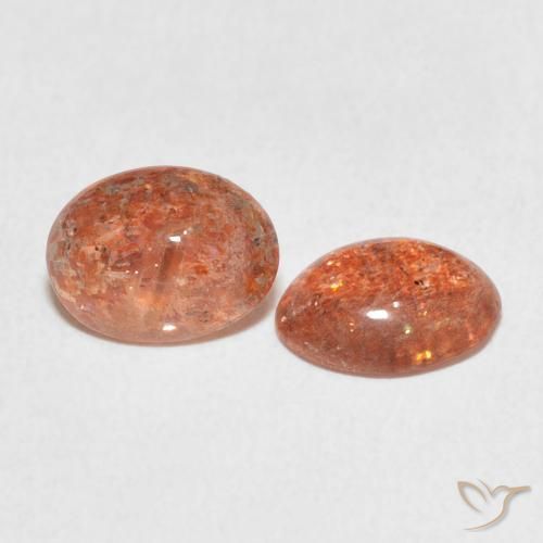 2.05 ctw Orange Sunstone Stones, Natural Sunstone in Oval Cabochon Shape for Sale