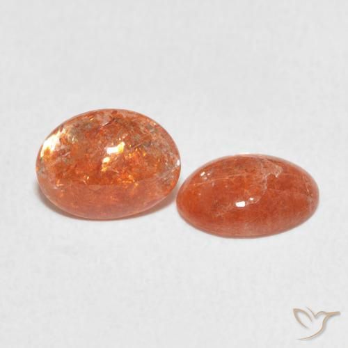 1.80 ctw Orange Sunstone Stones, Natural Sunstone in Oval Cabochon Shape for Sale