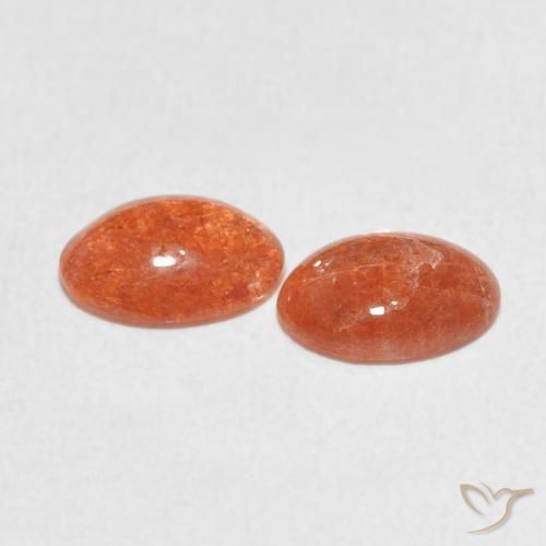 Sunstone Gemstones in 8 x 6 mm (calibrated) Size for Sale, Sunstone Stones in Grapefruit Orange Color