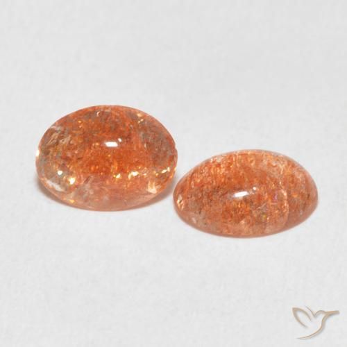 1.69 ctw Orange Sunstone Stones, Natural Sunstone in Oval Cabochon Shape for Sale