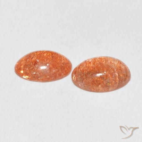 Sunstone Gemstones in 8 x 6 mm (calibrated) Size for Sale, Sunstone Stones in Grapefruit Orange Color
