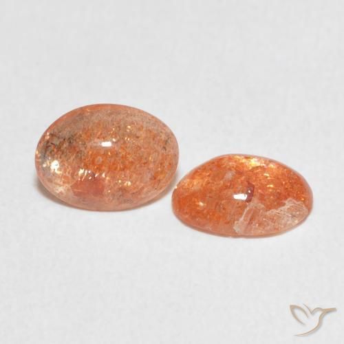 1.84 ctw Orange Sunstone Stones, Natural Sunstone in Oval Cabochon Shape for Sale