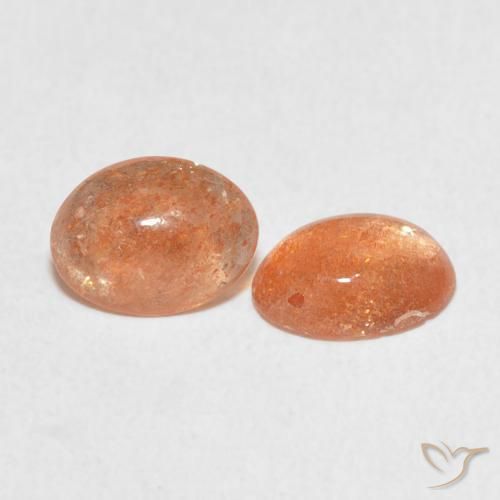 1.93 ctw Orange Sunstone Stones, Natural Sunstone in Oval Cabochon Shape for Sale
