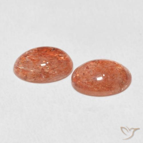 Sunstone Gemstones in 8.2 x 6.3 mm Size for Sale, Sunstone Stones in Reddish Orange Color