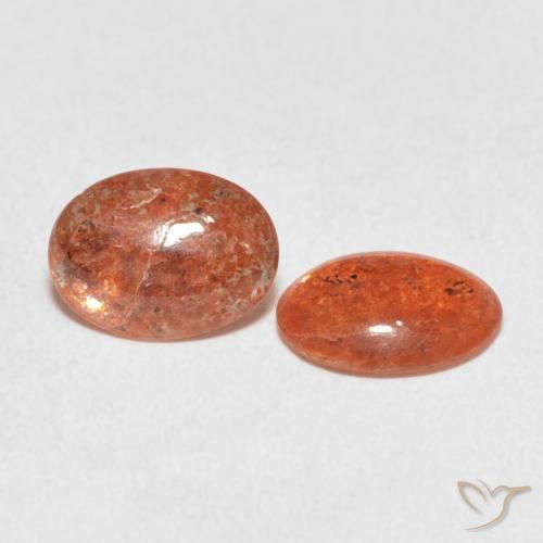 1.58 ctw Orange Sunstone Stones, Natural Sunstone in Oval Cabochon Shape for Sale