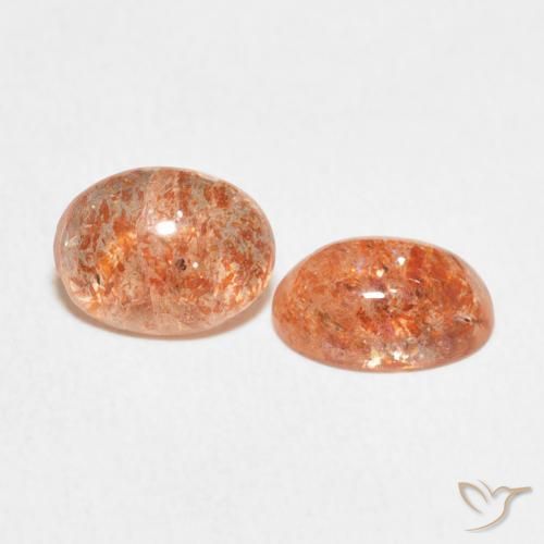 2.20 ctw Orange Sunstone Stones, Natural Sunstone in Oval Cabochon Shape for Sale
