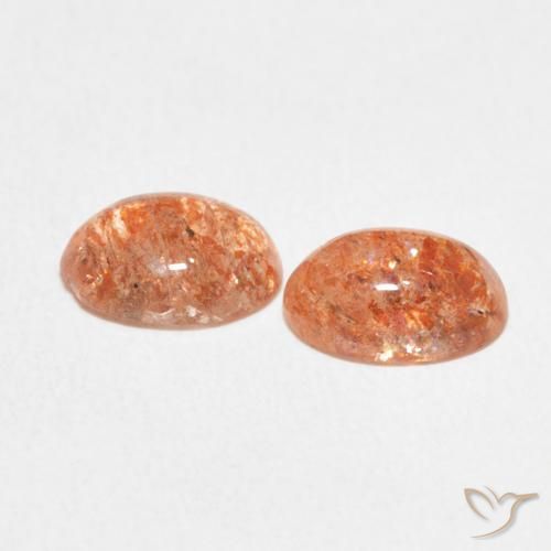 Sunstone Gemstones in 8 x 6 mm (calibrated) Size for Sale, Sunstone Stones in Light Tiger Orange Color