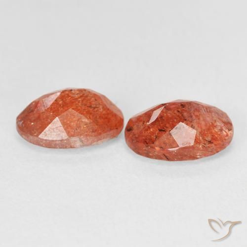 Sunstone Gemstones in 8 x 6 mm (calibrated) Size for Sale, Sunstone Stones in Reddish Orange Color