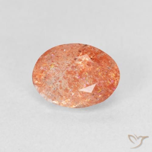 1.20 ct Orange Sunstone Stone, Natural Sunstone in Oval Facet Shape for Sale