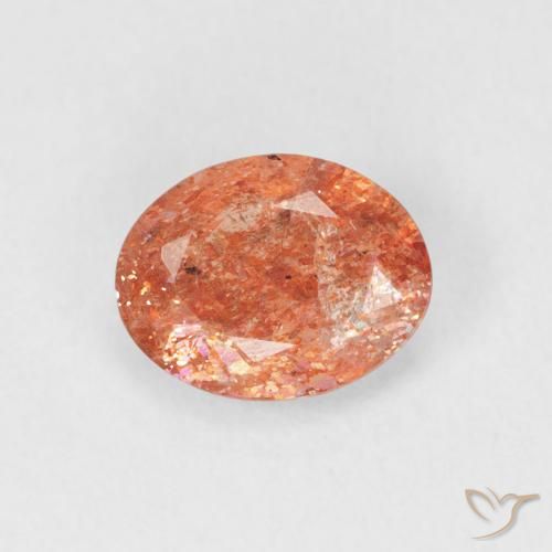0.98ct Natural Reddish Orange Sunstone, Oval, Translucent