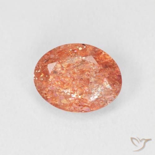 0.98 ct Orange Sunstone Stone, Natural Sunstone in Oval Facet Shape for Sale